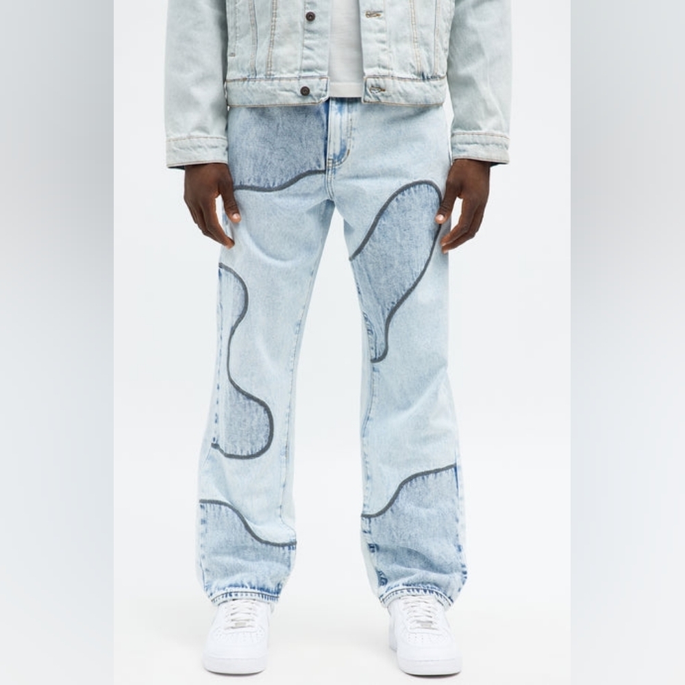 Straight 🎁 Two Tone Wave Lightwash Jeans
